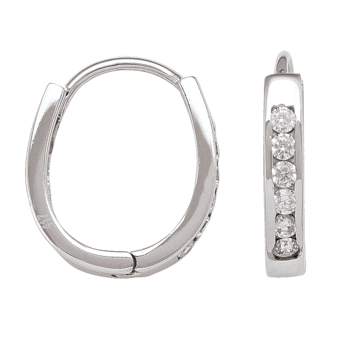 WHITE GOLD CZ HUGGIE HOOP EARRING