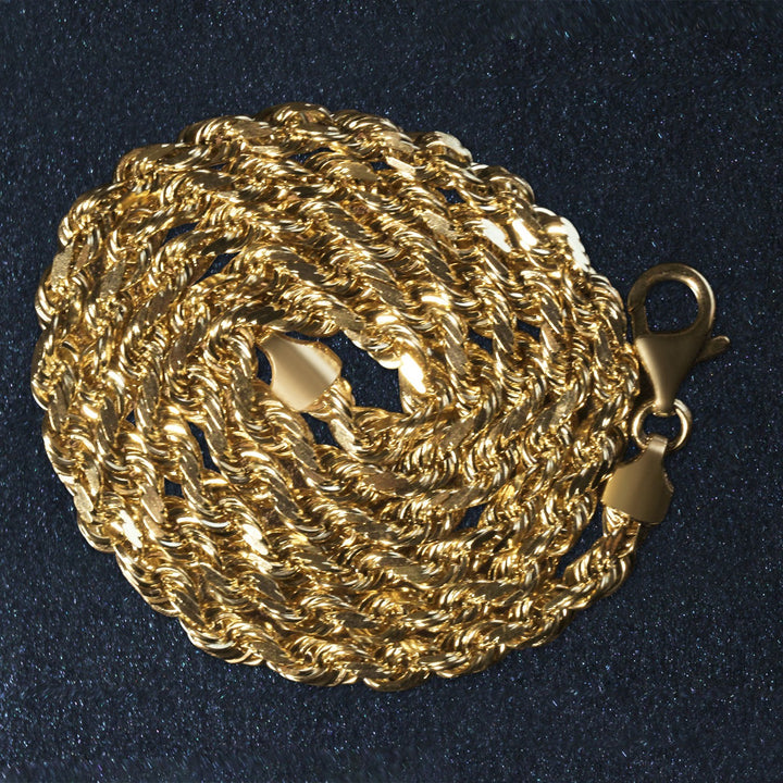5.40 mm 14k Yellow Gold Solid Diamond Cut Rope Chain