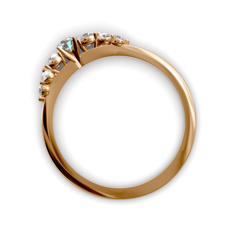 Dainty cluster diamond wedding band with floral-inspired design and tapered band