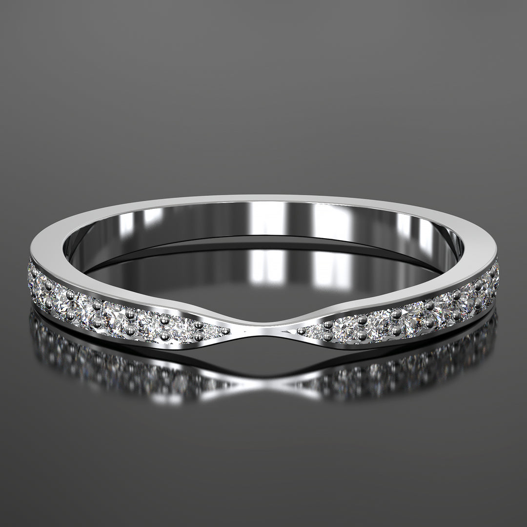 Channel-set tapered lab-grown diamond wedding band with sleek design and premium finish.