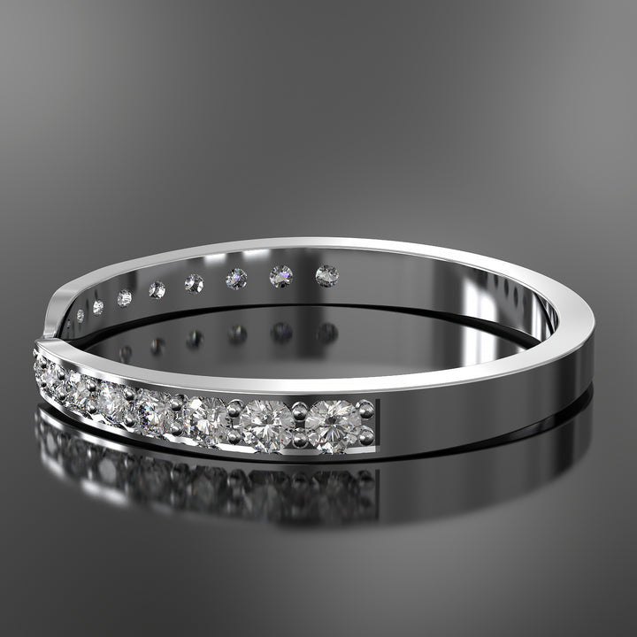 Channel-set tapered lab-grown diamond wedding band with sleek design and premium finish.