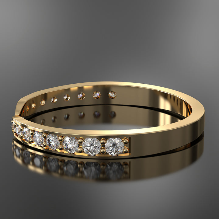 Channel-set tapered lab-grown diamond wedding band with sleek design and premium finish.