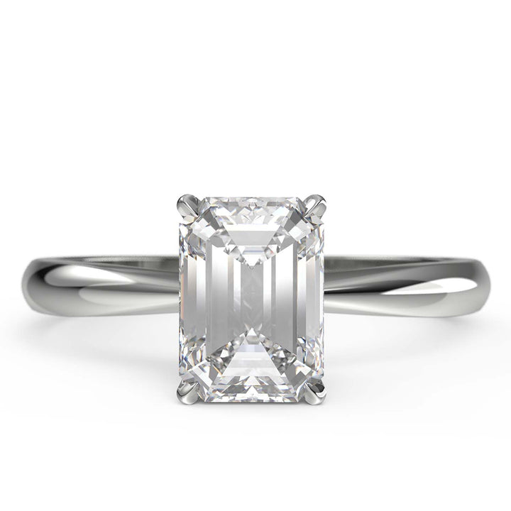 Emerald Cut Solitaire Moissanite Engagement Ring