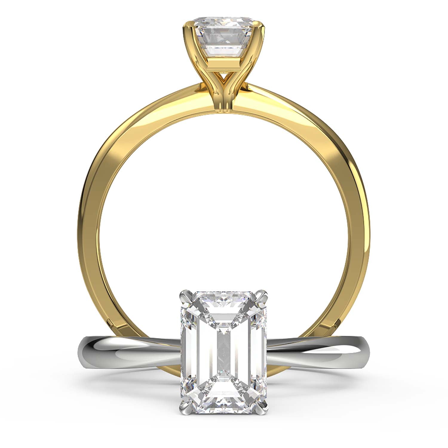 Emerald Cut Solitaire Moissanite Engagement Ring