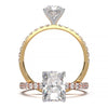 1.7 carat lab grown radiant diamond ring in pave setting available in 14k, 18k gold, and platinum.