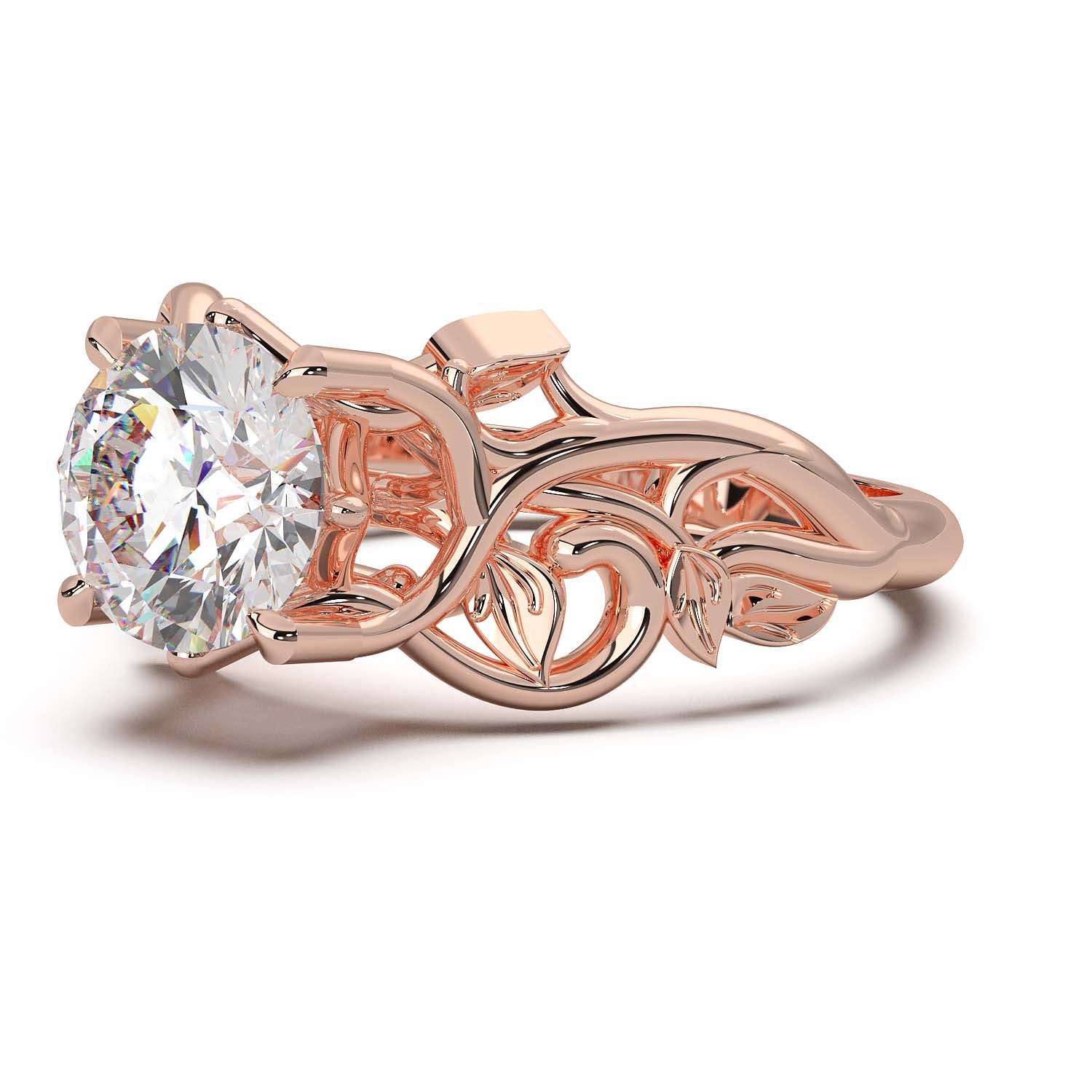 Diamond Engagement Ring with Intricate Vine Design