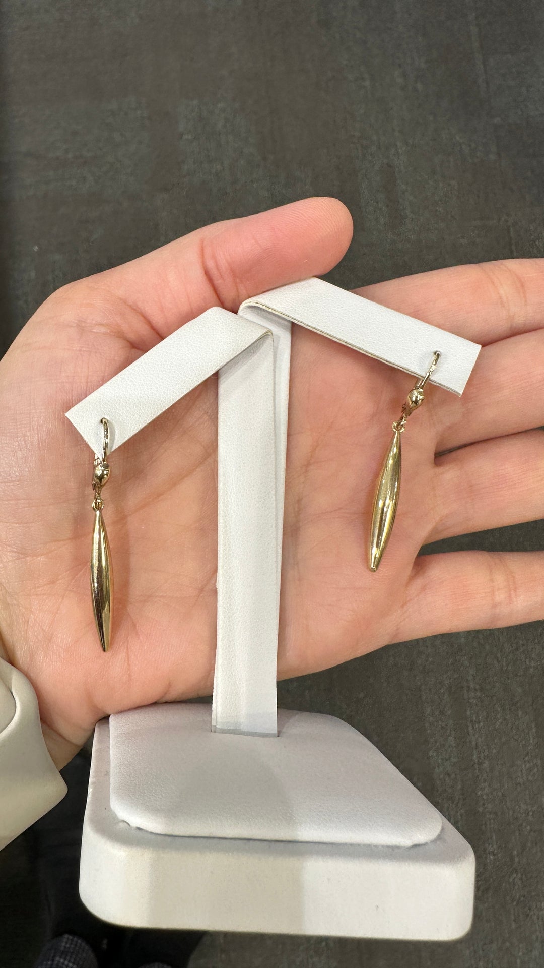 10k Yellow Gold High Polish Long Drop Earrings 28.9mm x 4.7mm | RUDIX JEWELLERY