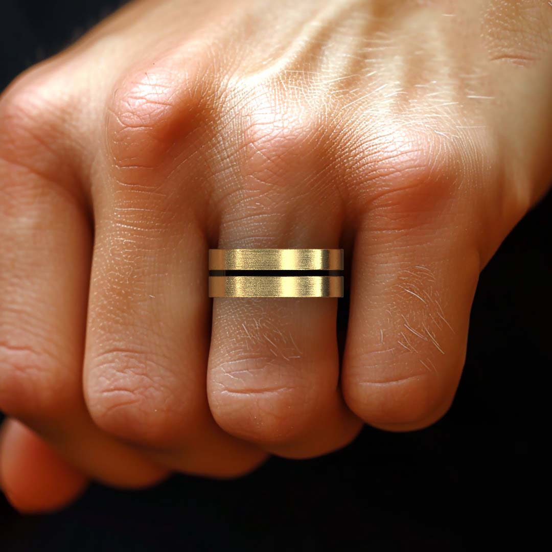 Gold and black men's ring