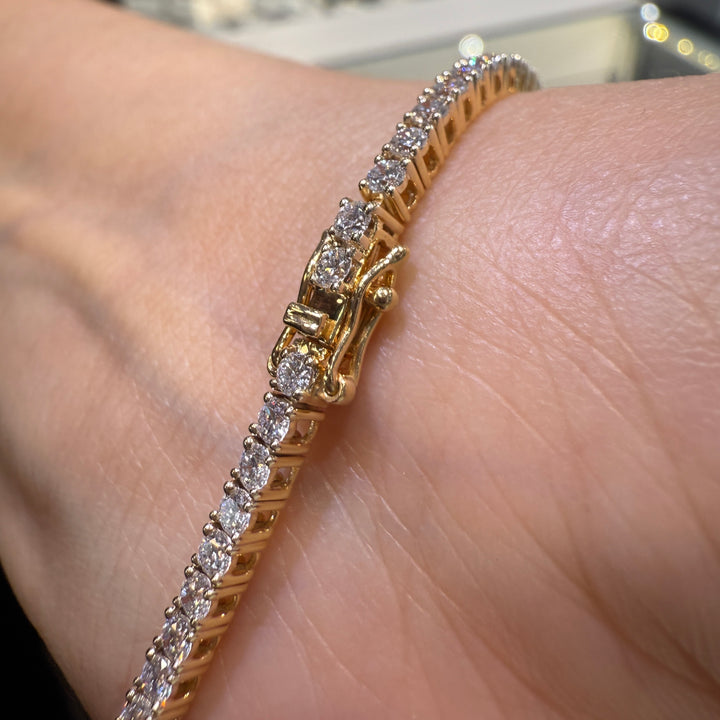 14K Yellow Gold Lab-Grown Diamond Tennis Bracelet, 3.7 CT