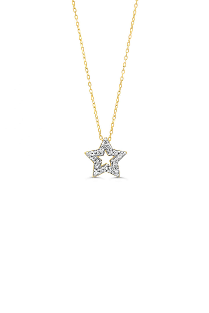 10K Yellow Gold Diamond Star Pendant with Chain