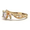 Leaf Vine Diamond Ring with Twisted Band and Round Brilliant Cut Center Stone