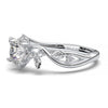 Leaf Vine Diamond Ring with Twisted Band and Round Brilliant Cut Center Stone