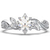 Leaf Vine Diamond Ring with Twisted Band and Round Brilliant Cut Center Stone