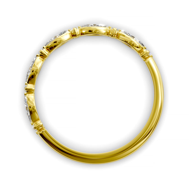 Marquise and Round Diamond Half Eternity Wedding Band