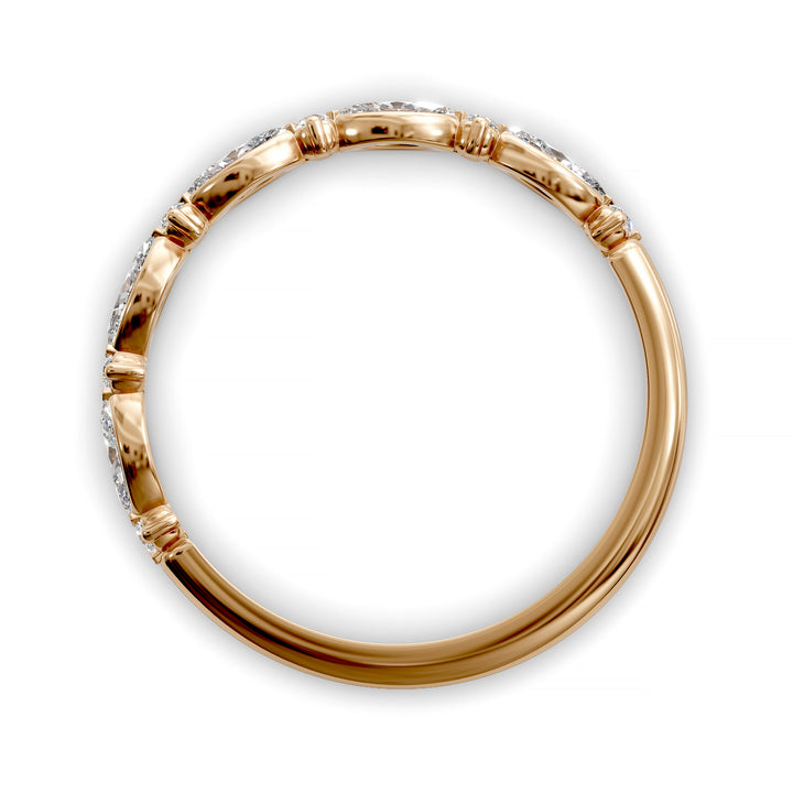 Marquise and Round Diamond Half Eternity Wedding Band