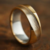 Modern Asymmetrical Brushed Dome Men's Wedding Band in Gold or Platinum