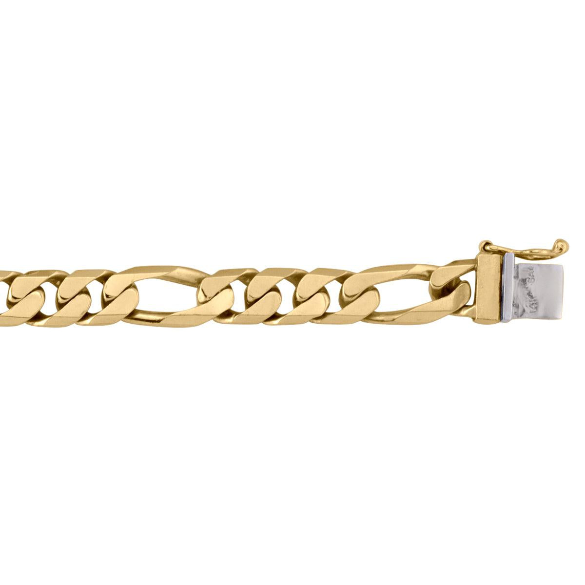 Yellow Gold Figaro Bracelet - 8 mm Wide - 8.5 inches Long