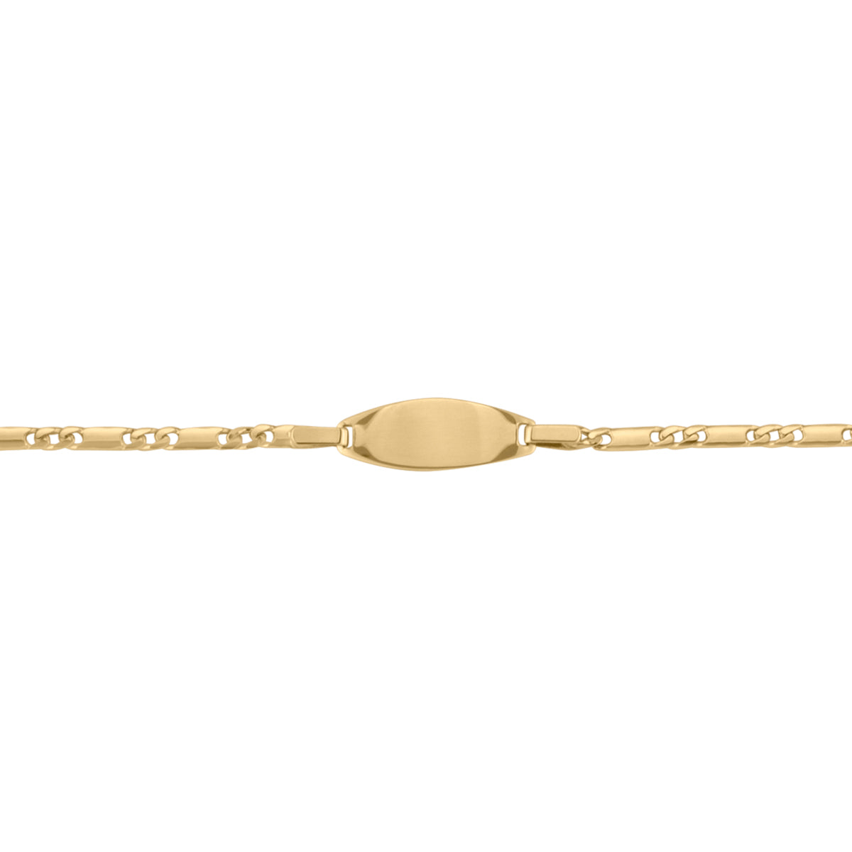 10K yellow gold baby ID bracelet with a 6" length and 18 x 6.7 mm plate.