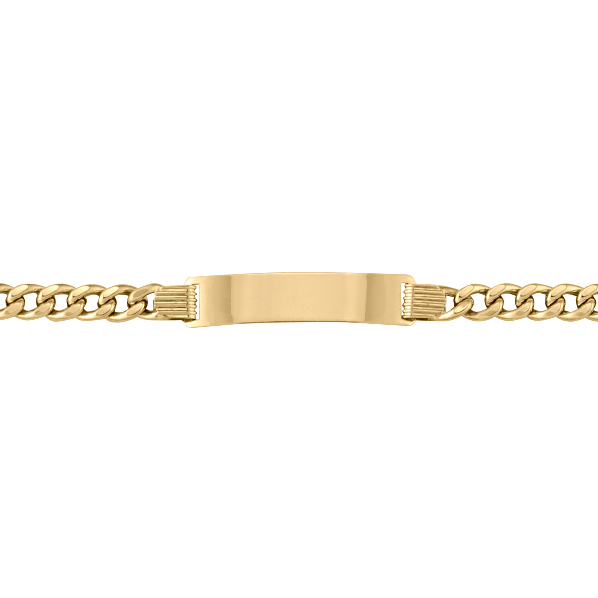 Yellow Gold Hollow Curb ID Bracelet - 7" Length