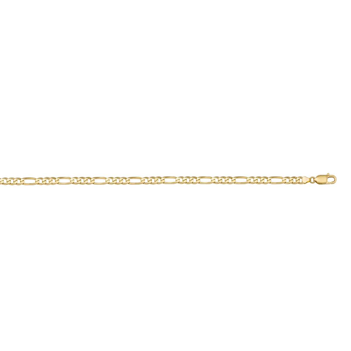 10K/14K yellow gold solid Figaro link anklet, 3.1mm width, 9.5 inches length, classic and elegant design.