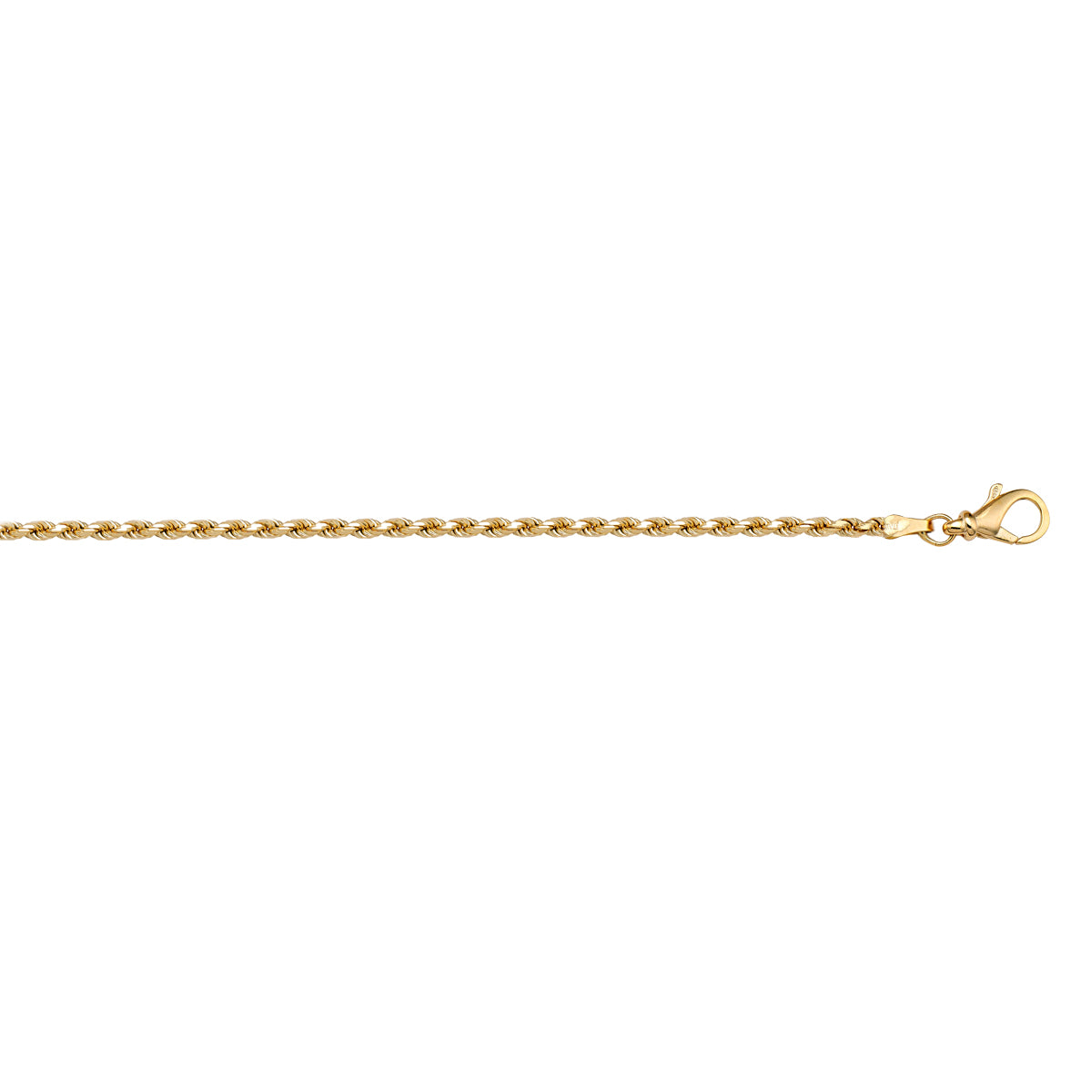 10K/14K yellow gold solid diamond cut rope anklet, 1.3mm width, 9.5 inches length, delicate and elegant design.