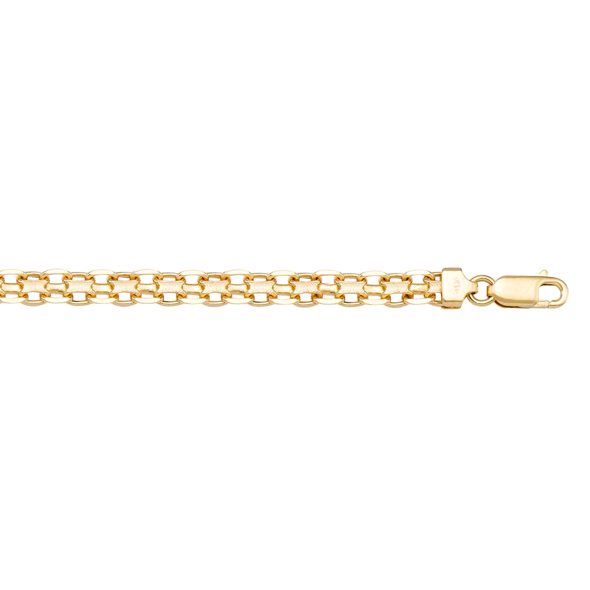 10K/14K yellow gold solid Bismarck link anklet, 3.2mm width, 9.5 inches length, elegant and bold design.