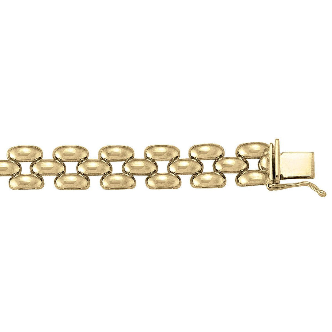 Yellow Gold Fancy Bracelet - 9.7 mm Wide - 7.5 inches Long