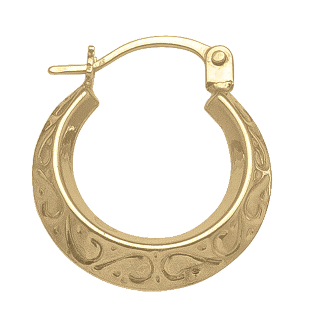 YELLOW GOLD FANCY HOOP EARRING