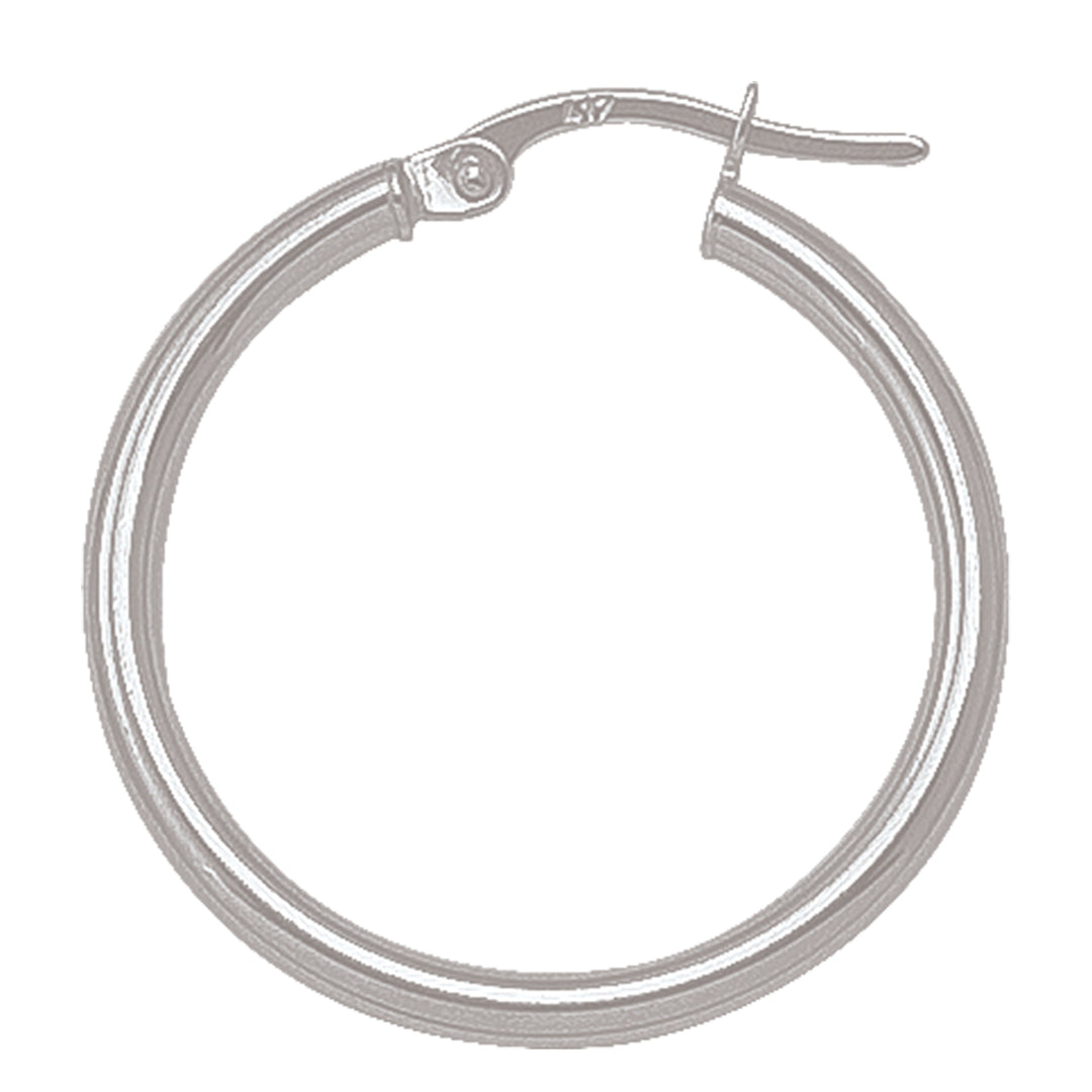 WHITE GOLD HIGH POLISH PLAIN HOOP EARRING