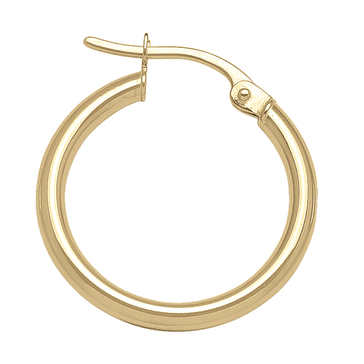 YELLOW GOLD HIGH POLISH PLAIN 2MM TUBE HOOP EARRING