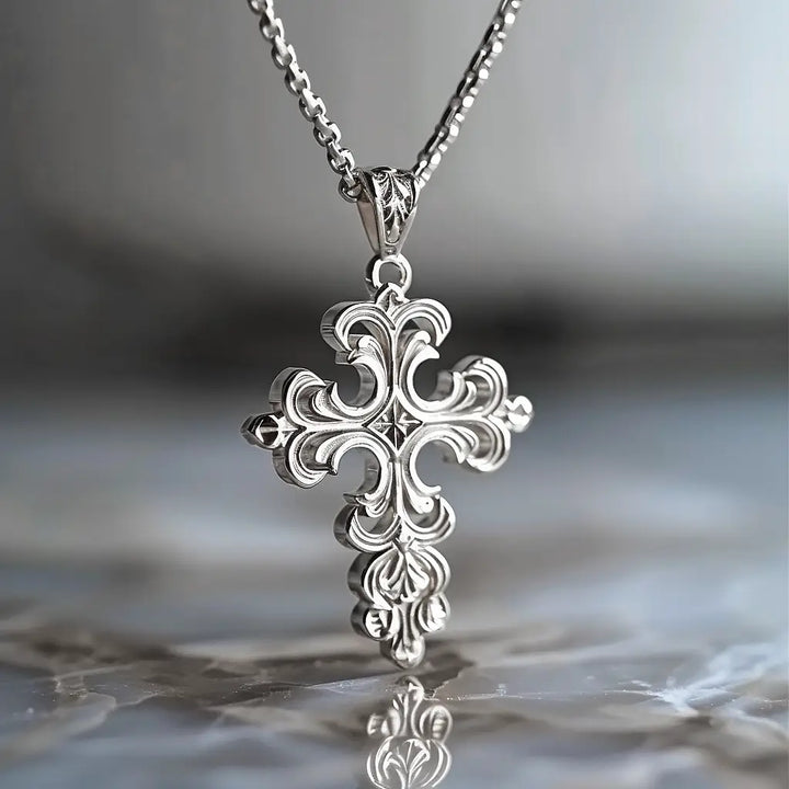 Baroque-Style Gold Cross Pendant – Ornate Design