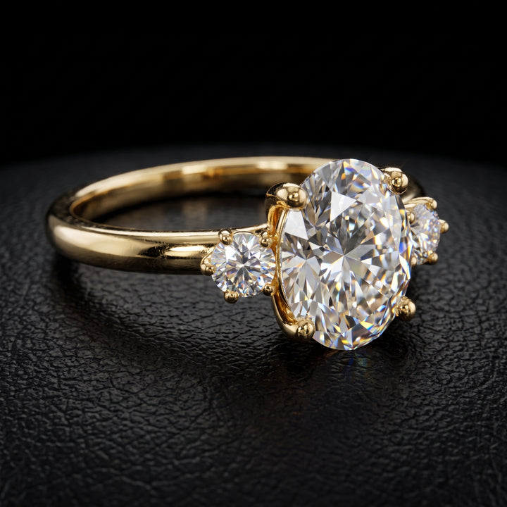 Oval Moissanite three stone engagement ring