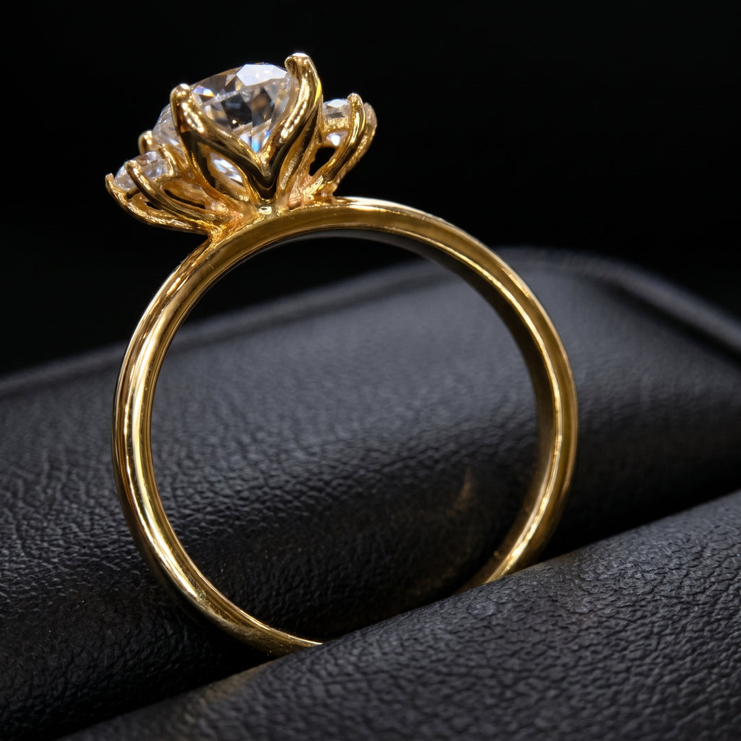 Oval Moissanite three stone engagement ring