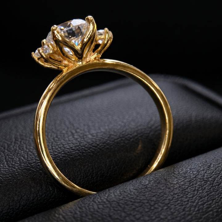 Oval Moissanite three stone engagement ring