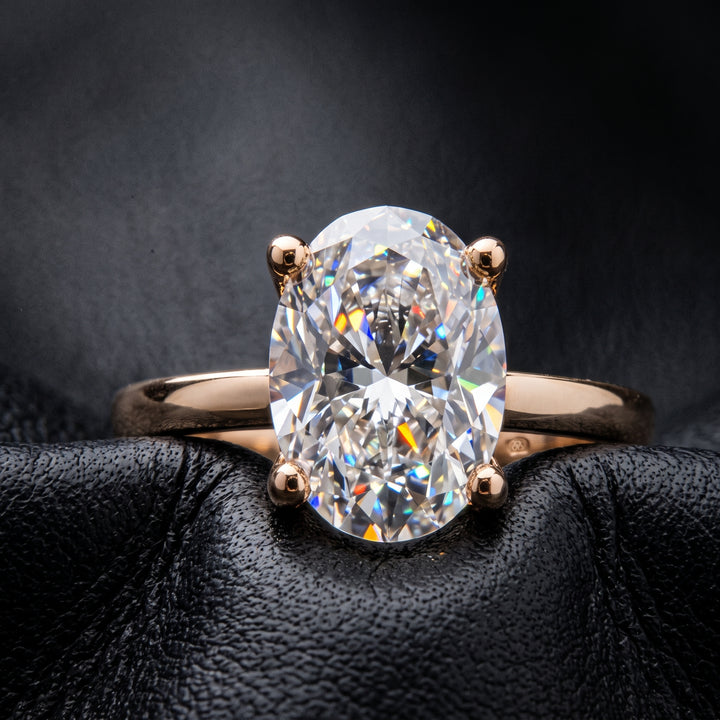 2.2 Ct Oval Solitaire Moissanite Engagement Ring in 18K Gold