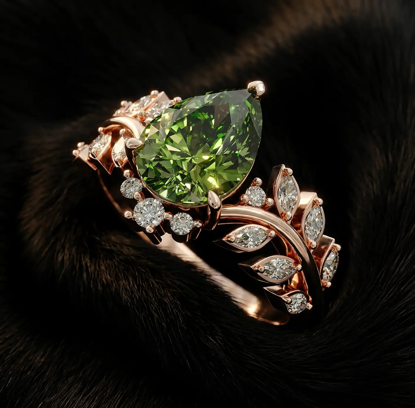 Green Pear Statement Ring