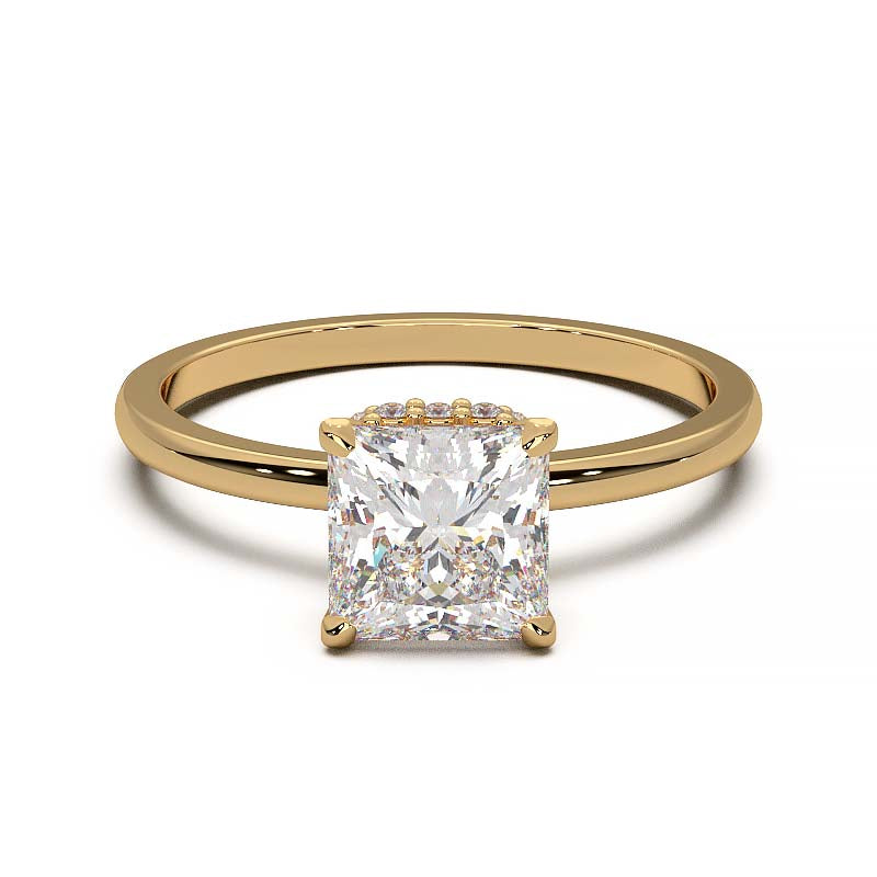 Princess Cut Lab-Grown Diamond Ring with Hidden Halo