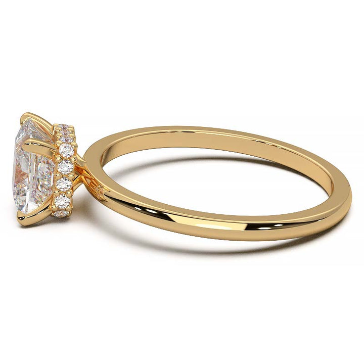 Princess Cut Lab-Grown Diamond Ring with Hidden Halo