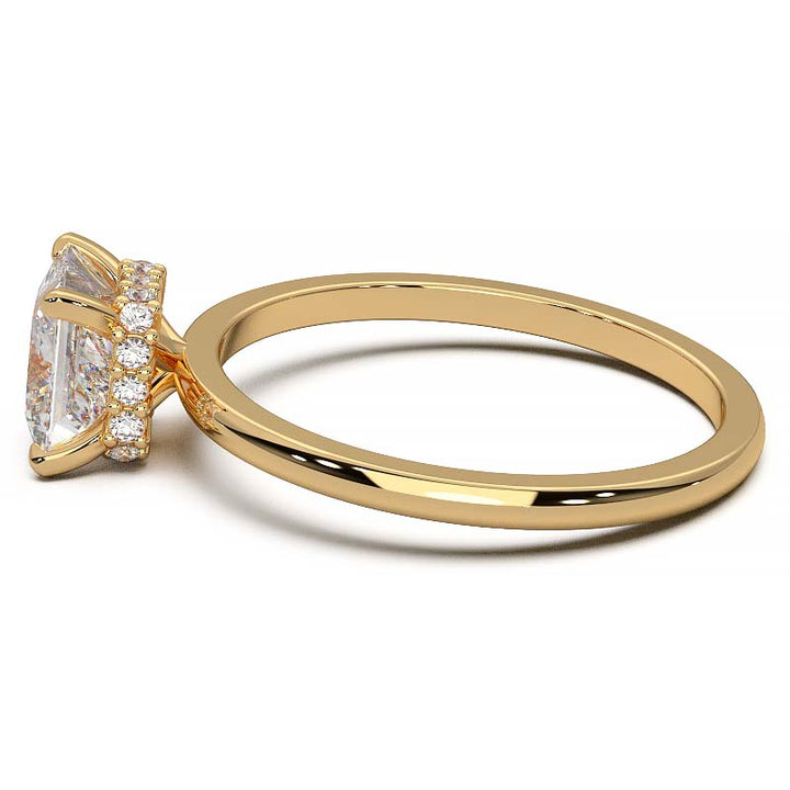 Princess Cut Lab-Grown Diamond Ring with Hidden Halo