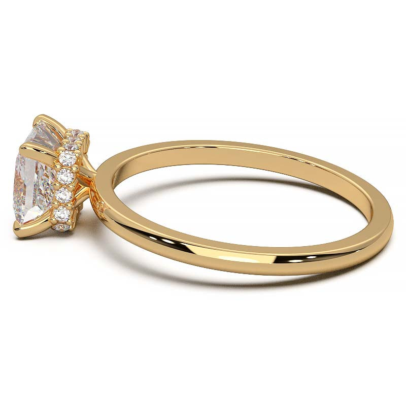 Princess Cut Lab-Grown Diamond Ring with Hidden Halo