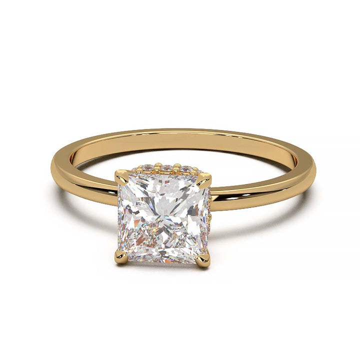 Princess Cut Lab-Grown Diamond Ring with Hidden Halo