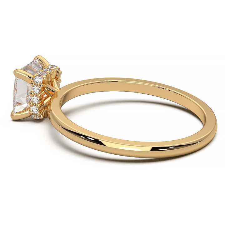 Princess Cut Lab-Grown Diamond Ring with Hidden Halo