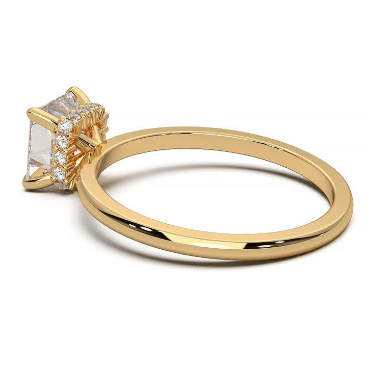 Princess Cut Lab-Grown Diamond Ring with Hidden Halo