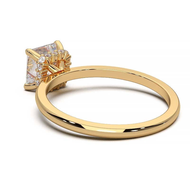 Princess Cut Lab-Grown Diamond Ring with Hidden Halo