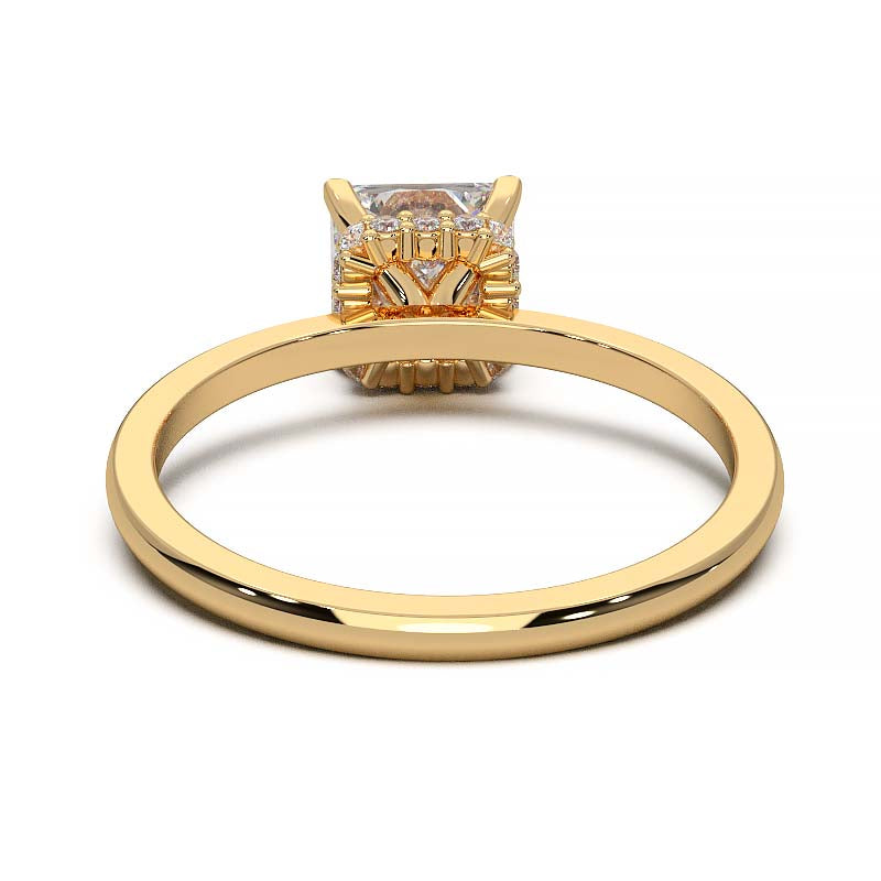 Princess Cut Lab-Grown Diamond Ring with Hidden Halo