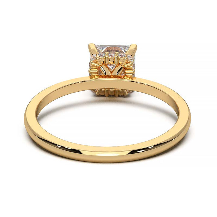 Princess Cut Lab-Grown Diamond Ring with Hidden Halo