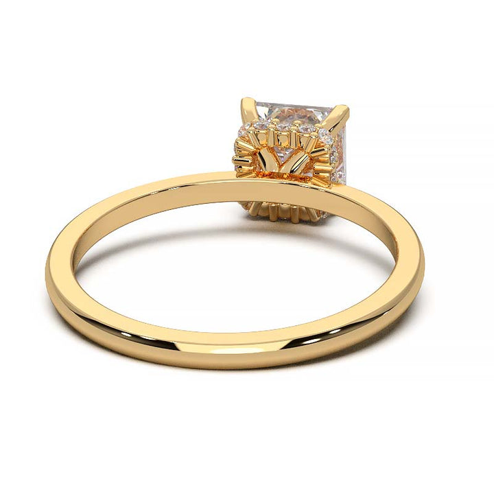 Princess Cut Lab-Grown Diamond Ring with Hidden Halo