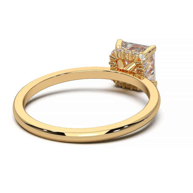 Princess Cut Lab-Grown Diamond Ring with Hidden Halo