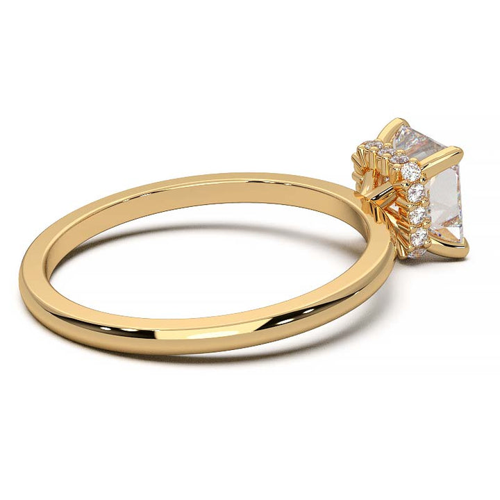 Princess Cut Lab-Grown Diamond Ring with Hidden Halo