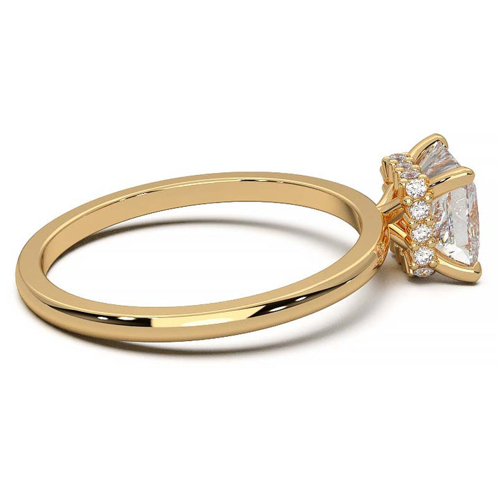 Princess Cut Lab-Grown Diamond Ring with Hidden Halo